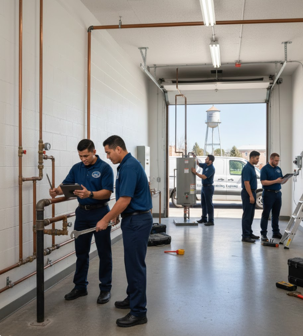 Professional plumber working on pipe repair in Boulder